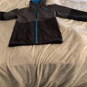 The North Face Kids Jacket in Gray and Black with Blue Zipper